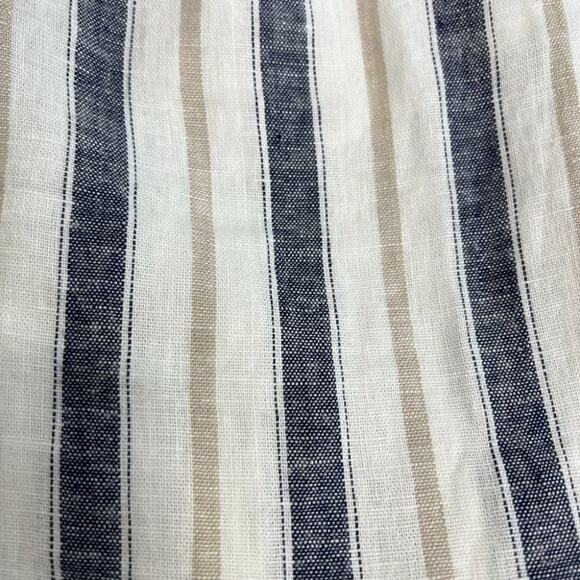 Love Tree Linen Blend Navy Cream Striped Pants Tie Front Size S - Picture 4 of 7